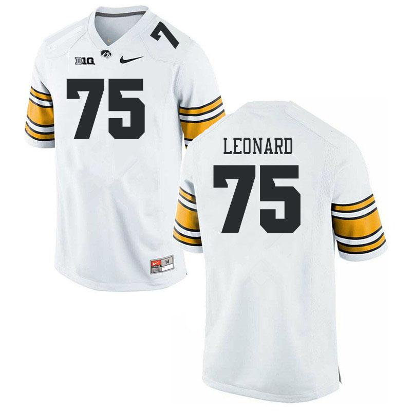 Men #75 Cannon Leonard Iowa Hawkeyes College Football Jerseys Stitched Sale-White